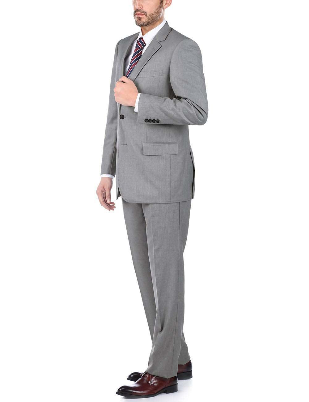 (36R, 36S, 38L, 48L, 54R) 100% Virgin Wool Regular Fit Light Gray Suit Product Image