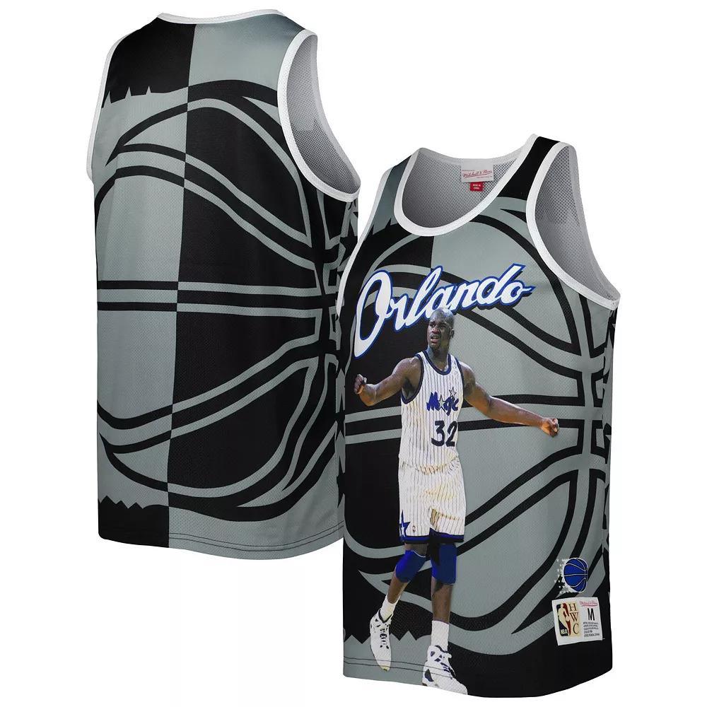Men's Mitchell & Ness Shaquille O'Neal Black/Gray Orlando Magic Sublimated Player Tank Top, Size: Medium, Mag Black Product Image