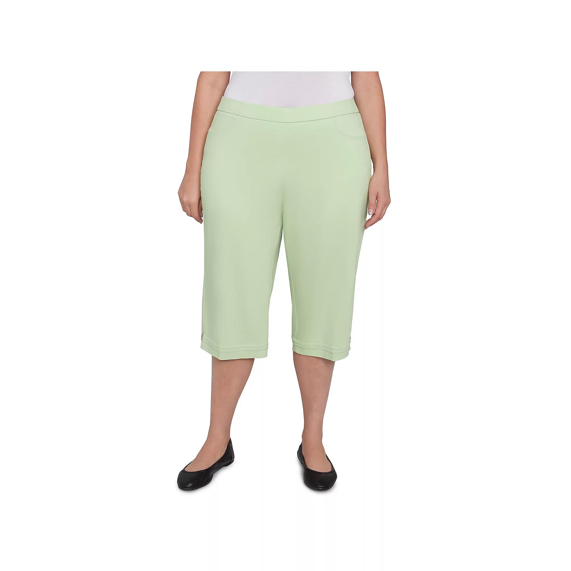 Plus Size Alfred Dunner Novelty Cuff Tummy Control Capris, Women's, Size: 18 W, Blue Product Image