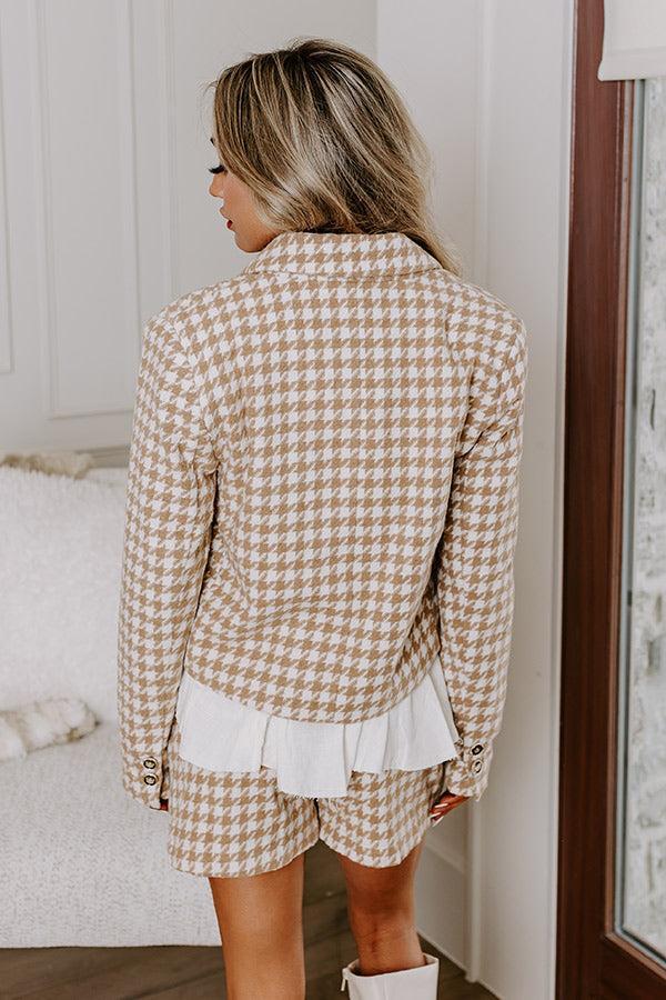 Call Me Chic Houndstooth Blazer In Camel Product Image