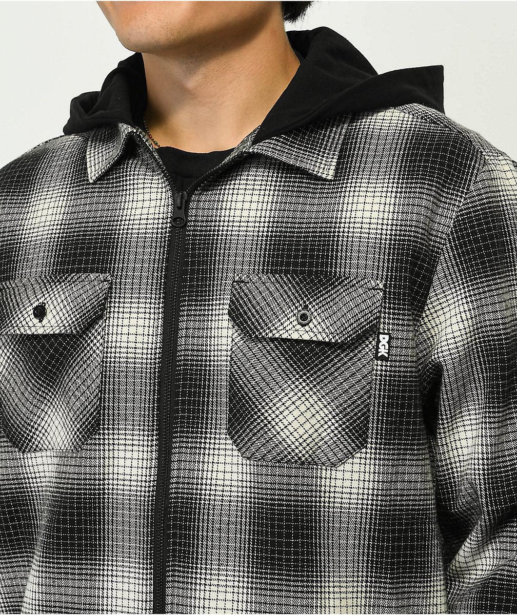 DGK Smoke Black & Grey Hooded Flannel Shirt Product Image