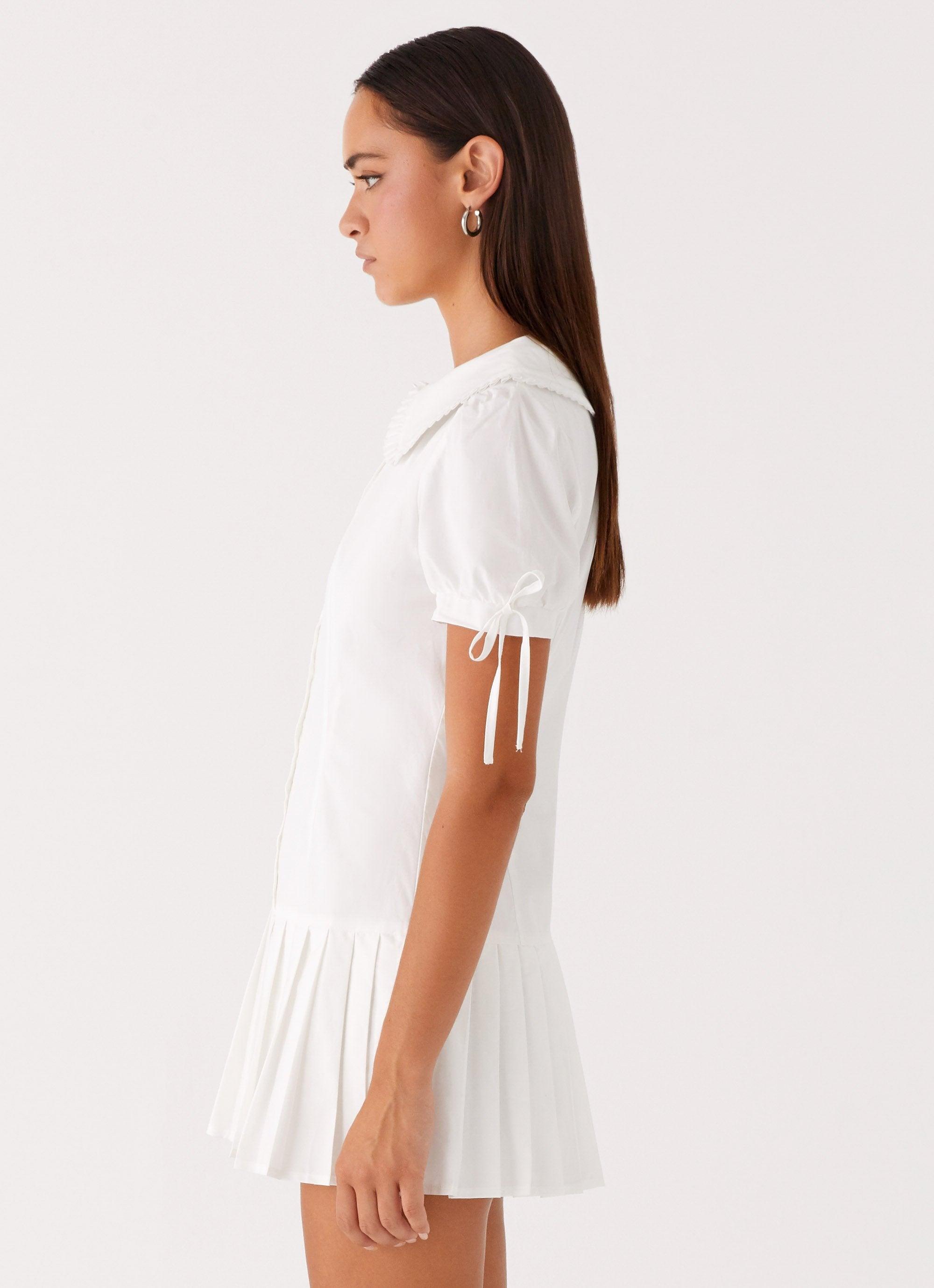 To Us Pleated Mini Dress - White Product Image