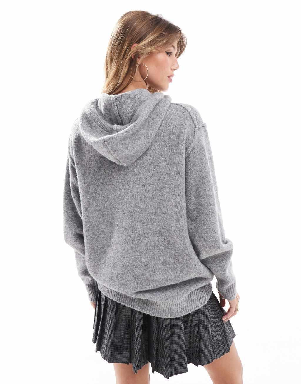 ASOS DESIGN knitted oversized hoodie in gray Product Image