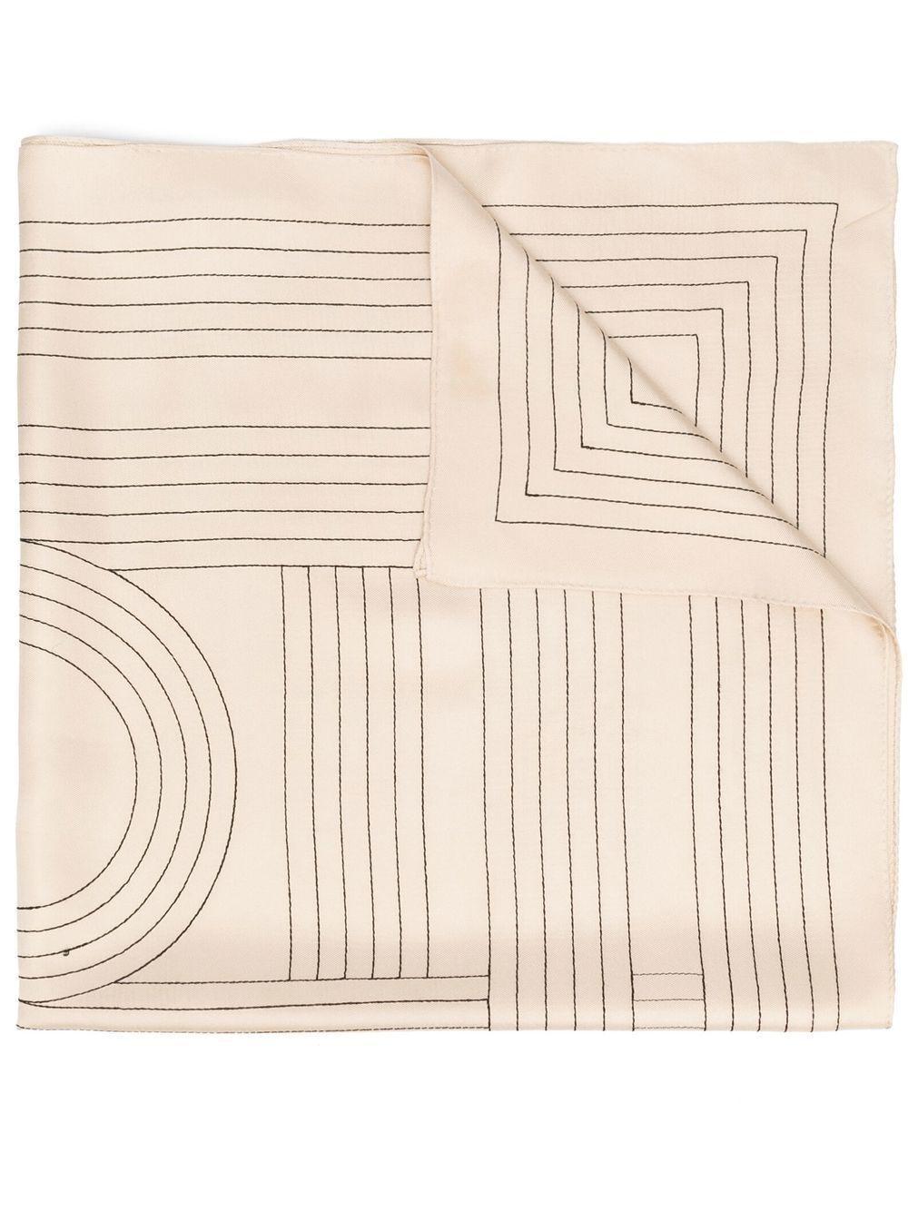 striped embroidered silk scarf Product Image