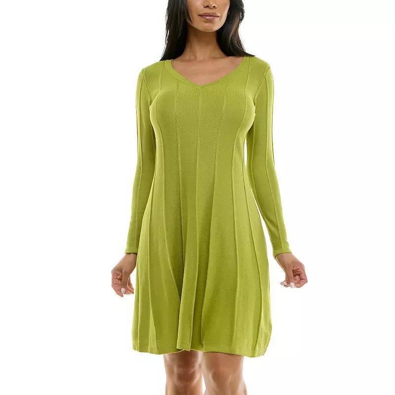 Women's Nina Leonard A-Line Sweater Dress, Size: Medium, Green Oil Product Image