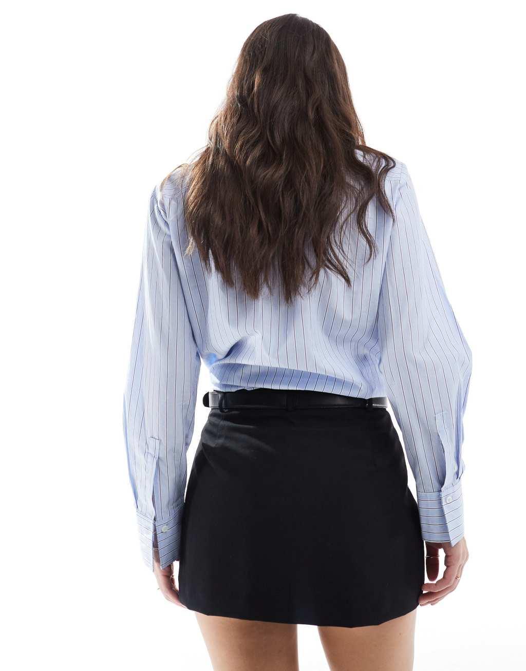 Stradivarius tailored belted mini skort in black Product Image