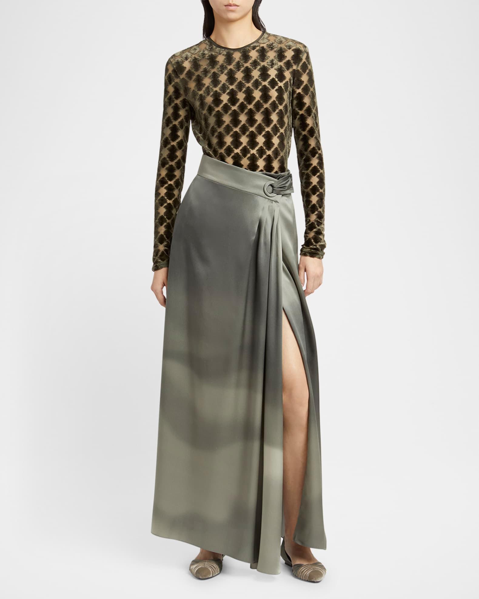 Velvet Jersey Jacquard Long-Sleeve Top Product Image