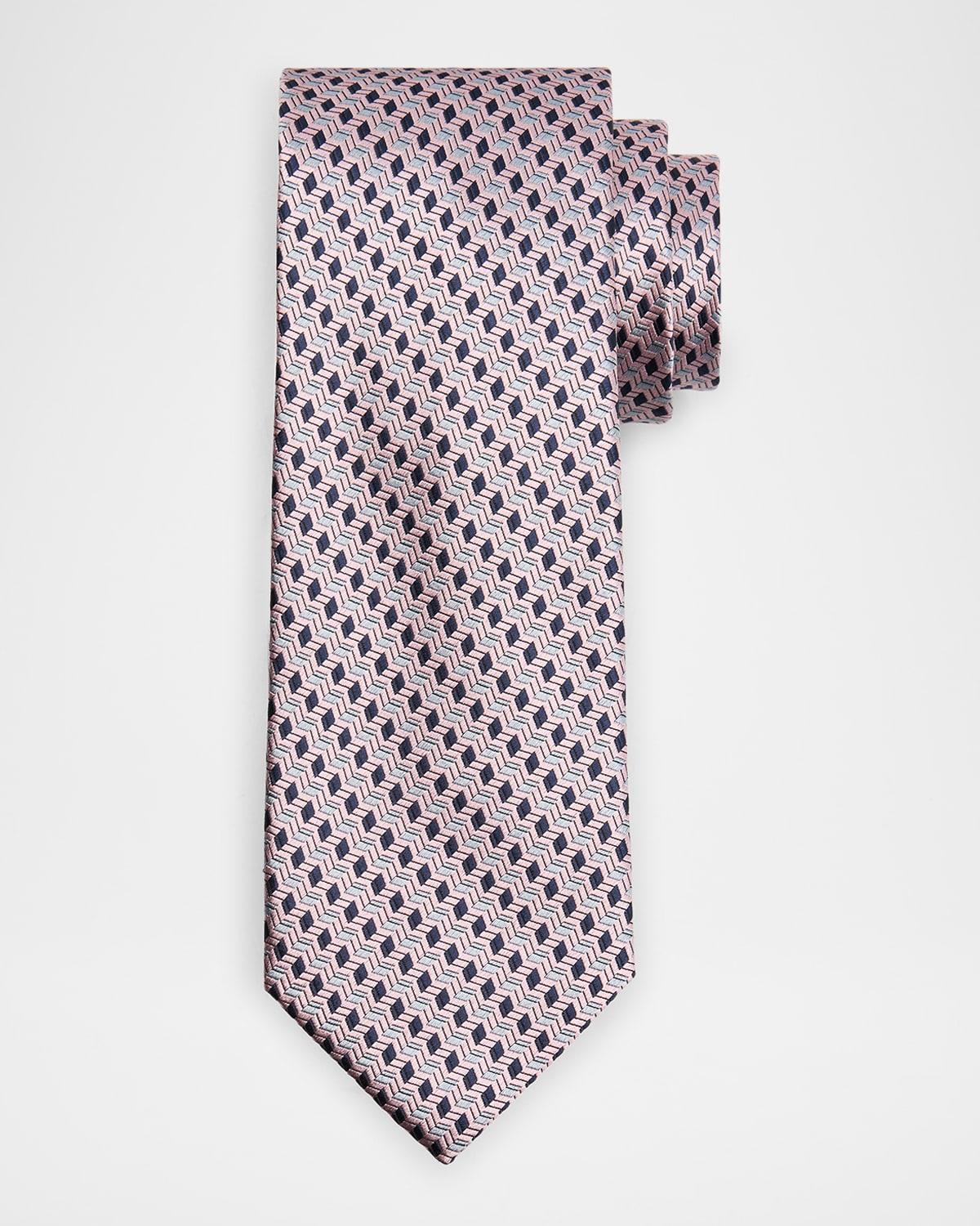 Mens Stepweave Geometric Silk Tie Product Image