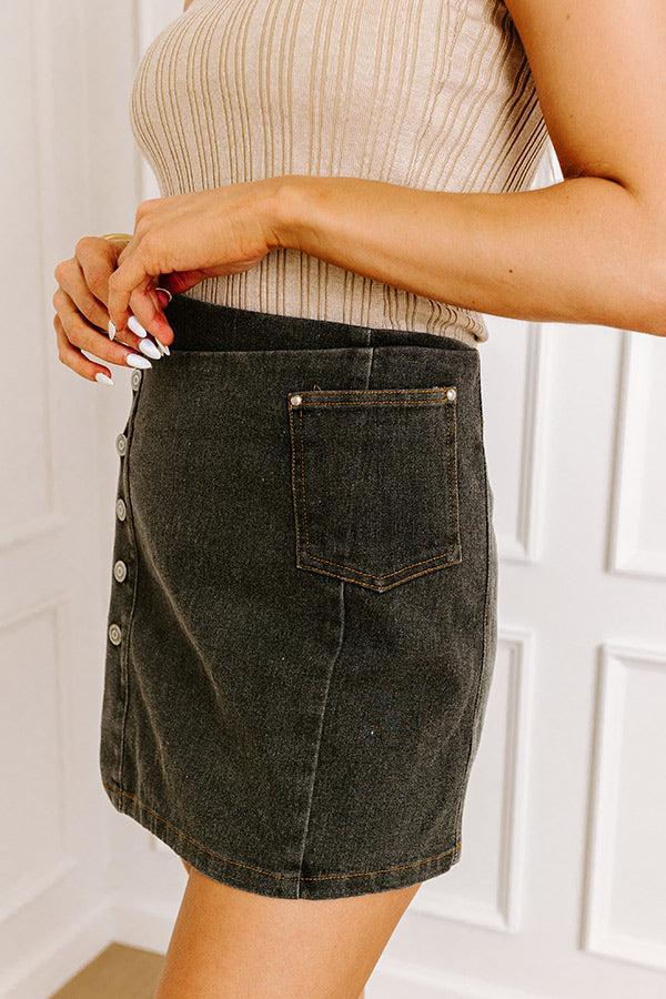 The Tilly Denim Mini Skirt in Vintage Black Product Image