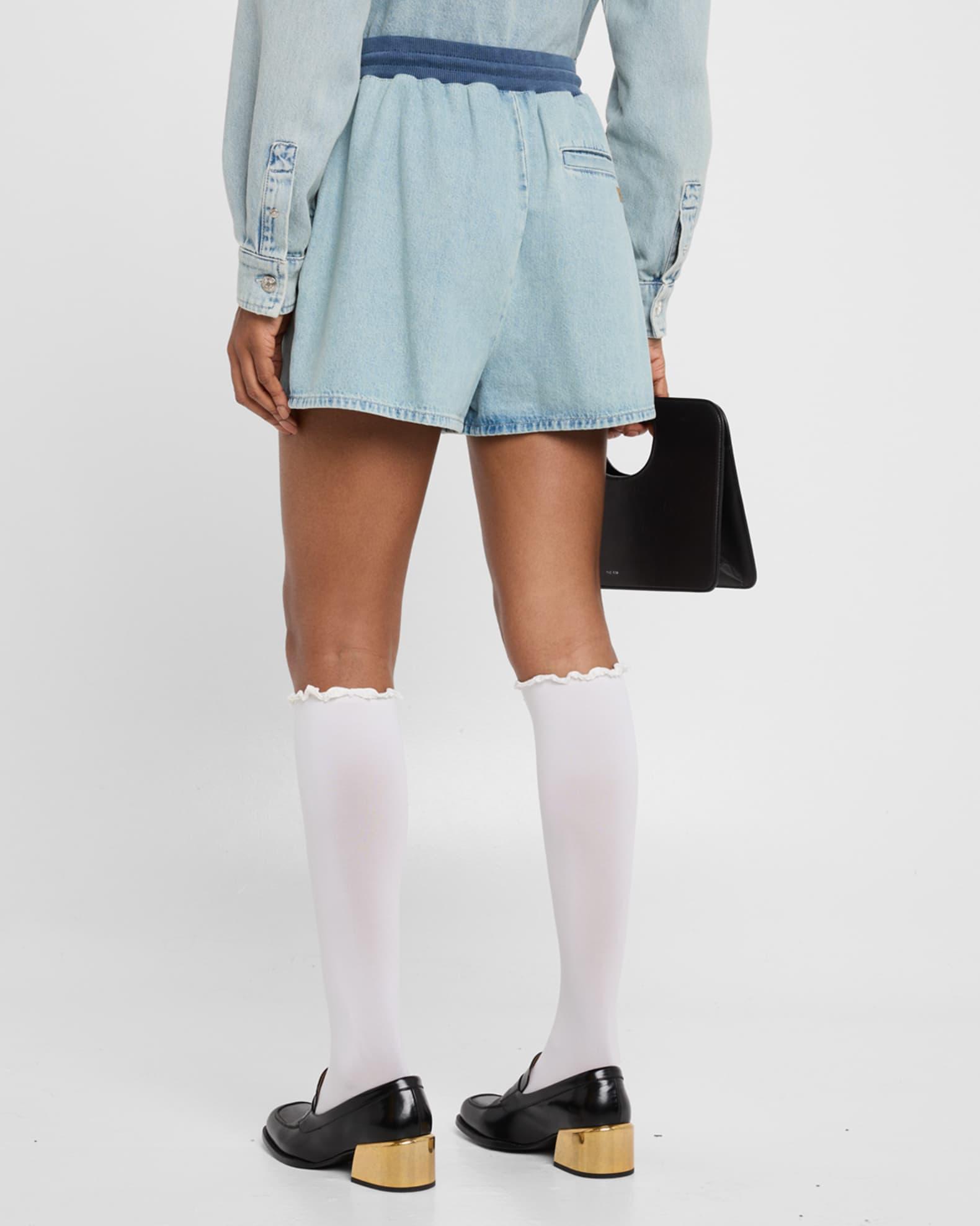 Drawstring Denim Shorts Product Image