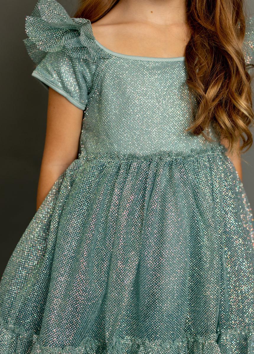 Andria Dress in Smokey Teal Girls Product Image