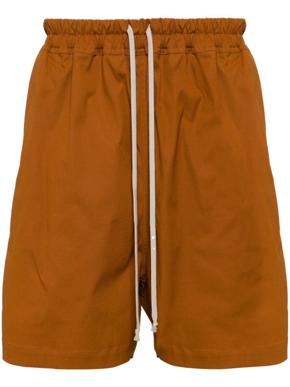 RICK OWENS Drawstring-fastening Cotton-blend Shorts In Orange Product Image