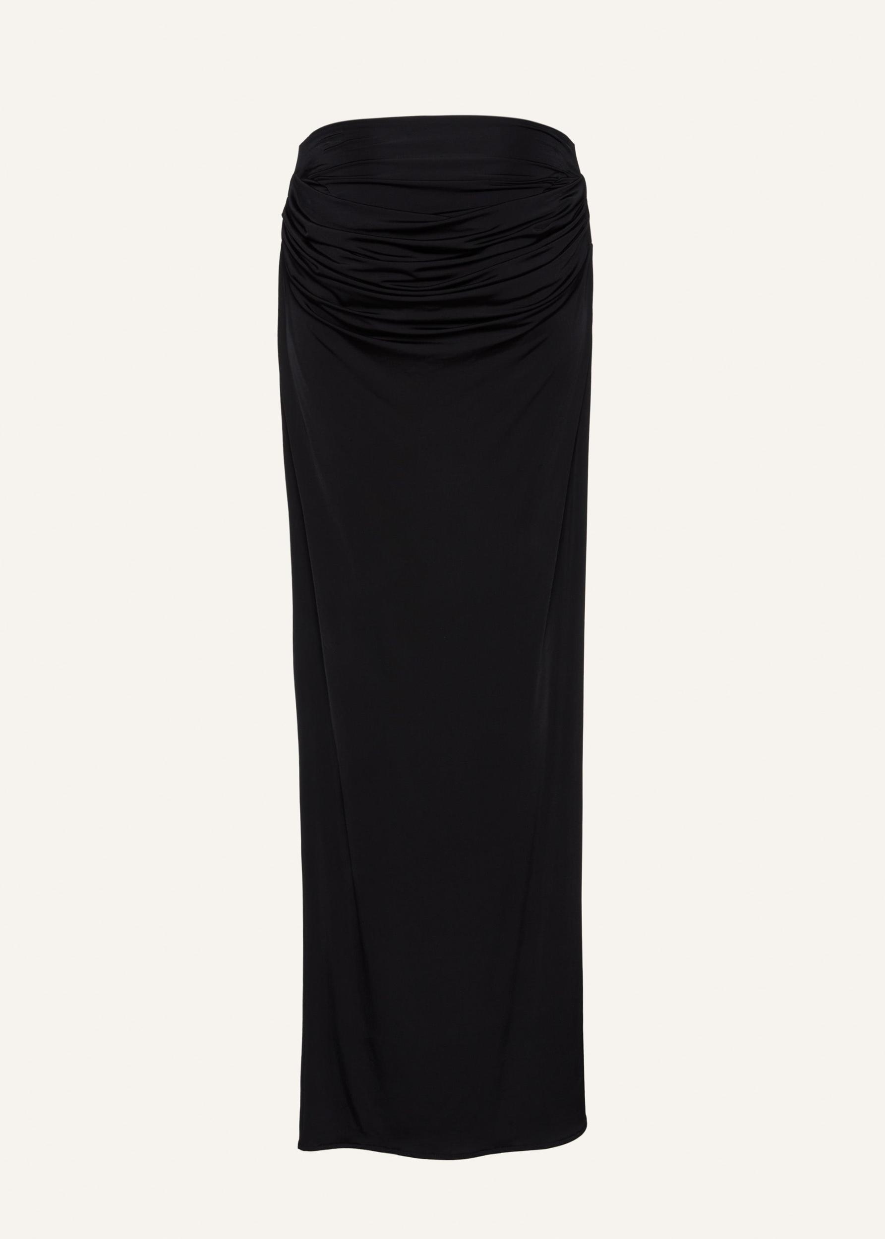 Draped low waist midi skirt in black Product Image