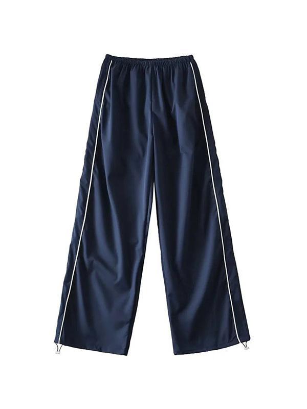 Piping Detail Wide Leg Track Pants Product Image