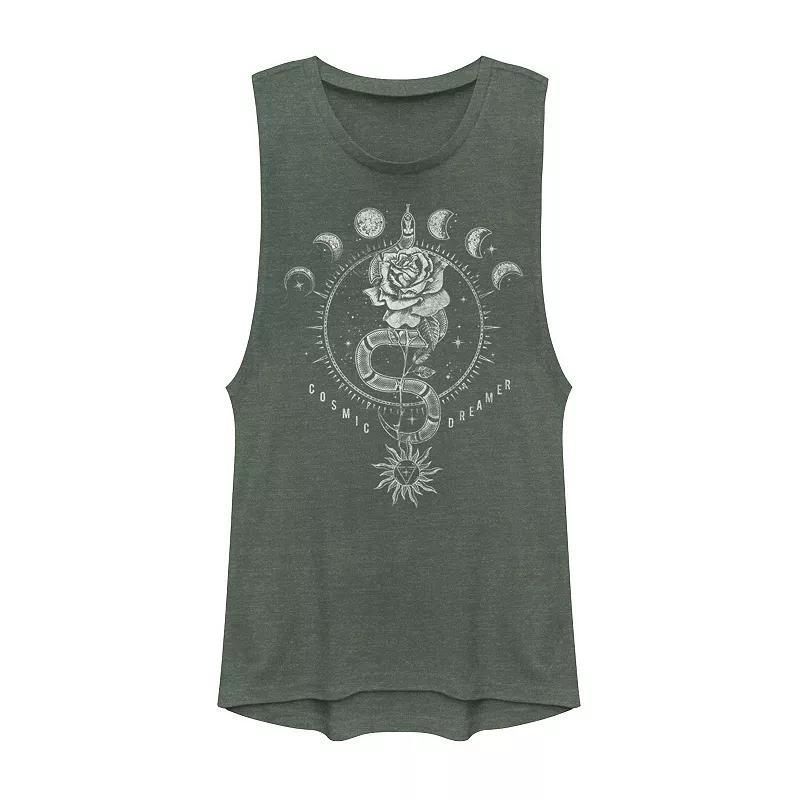 Juniors Follow Paths Not People Outdoors Circle Graphic Muscle Tank Top, Girls Pine Grey Product Image