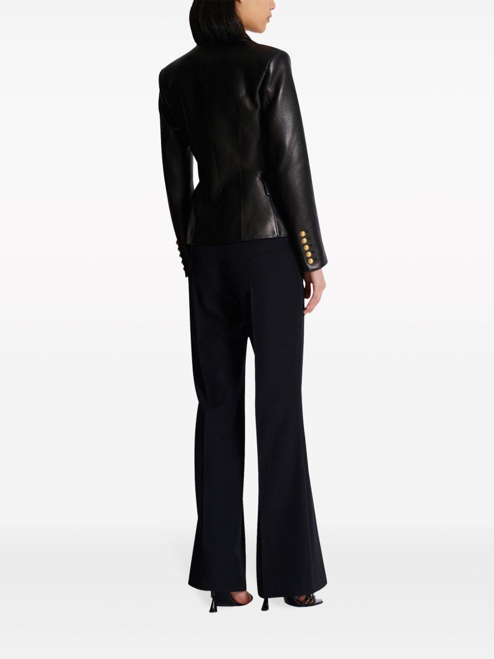 double-breasted leather blazer Product Image