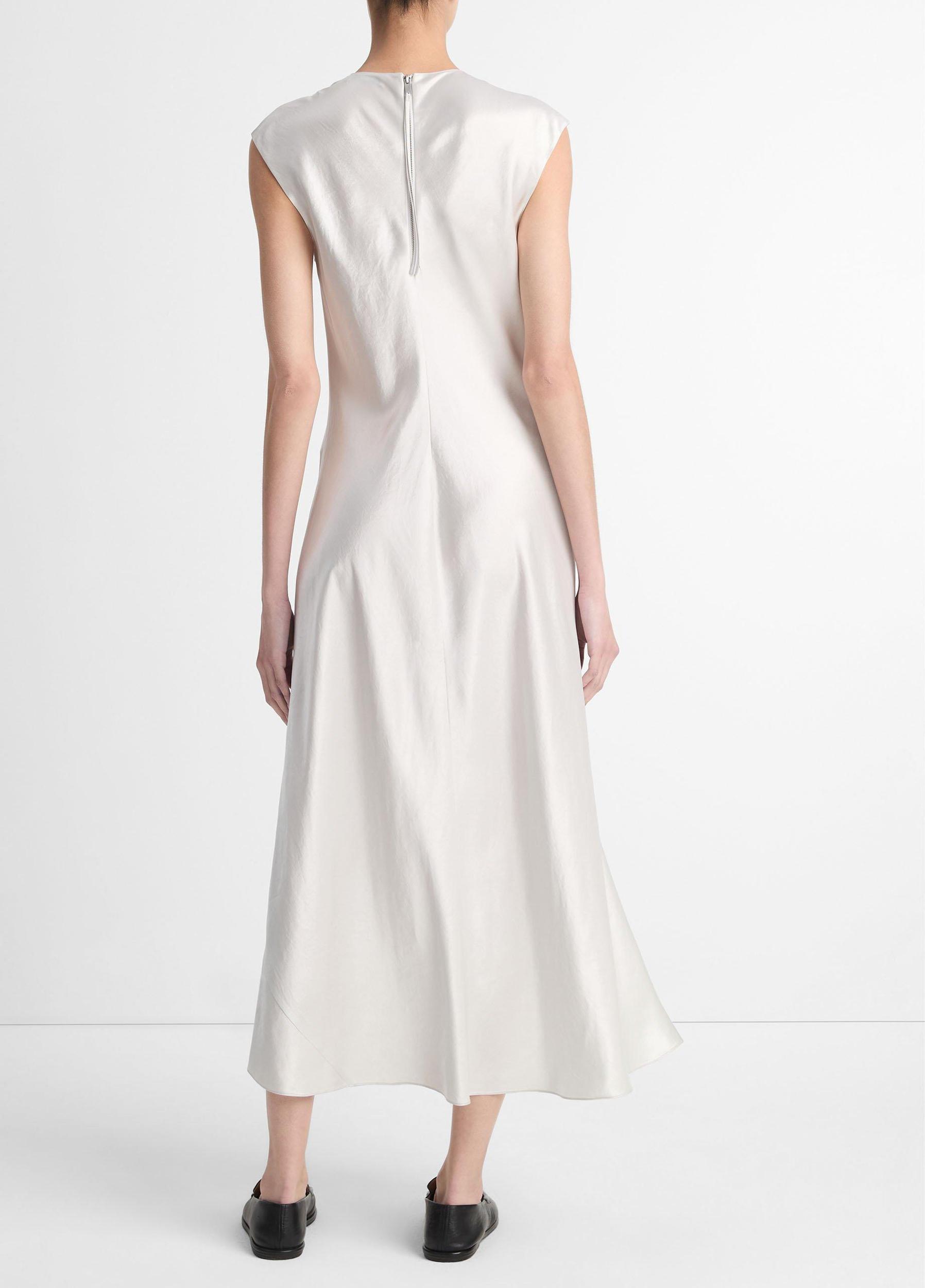 Satin Bias Cap-Sleeve Dress Product Image