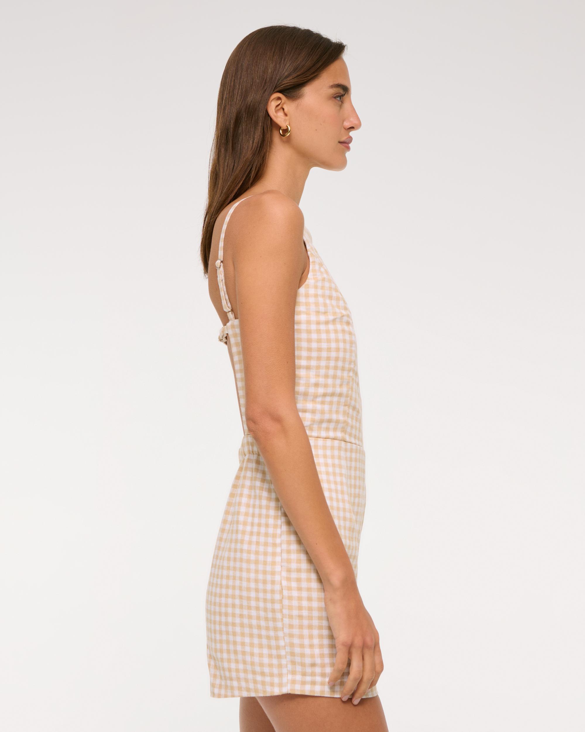 Apron Linen-Blend Romper Product Image