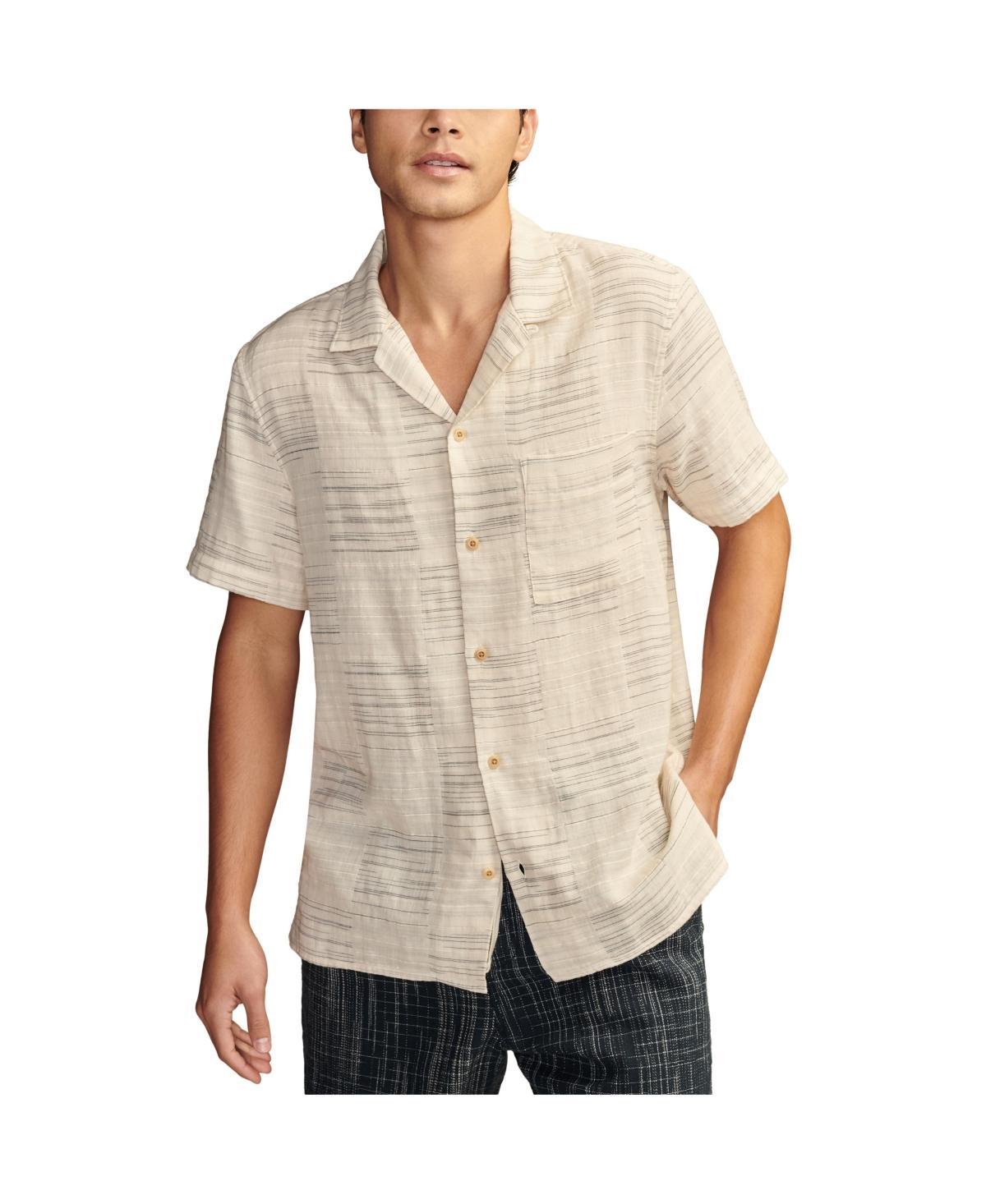 Lucky Brand Patchwork Double Weave Short Sleeve Camp Collar Shirt (Patchwork) Men's Jacket Product Image