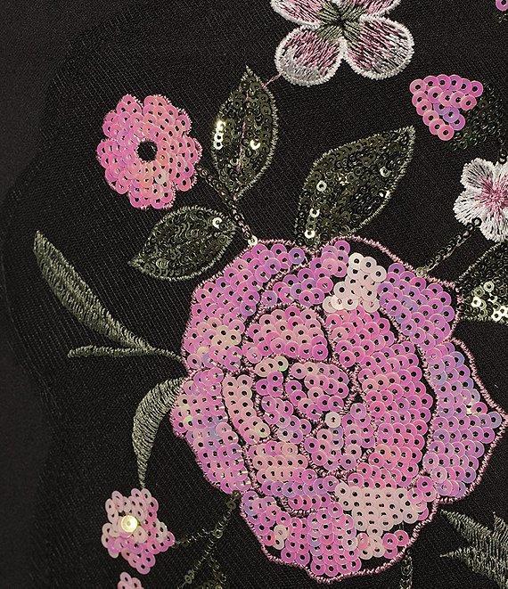 Honey and Rosie Sequin Floral Lace Square Neck Spaghetti Strap Lace Up Back Gown Product Image