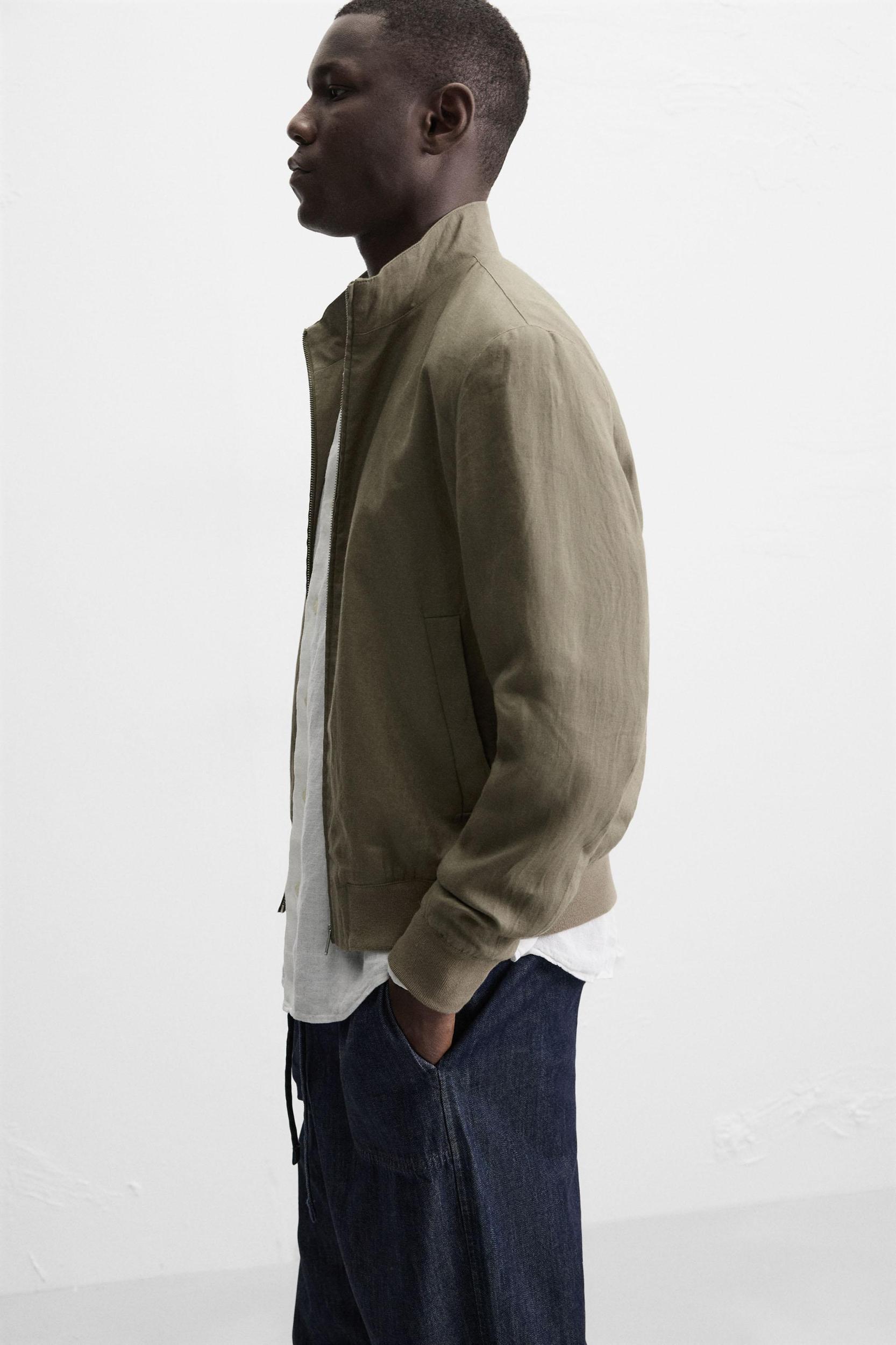 100% LINEN BOMBER JACKET Product Image