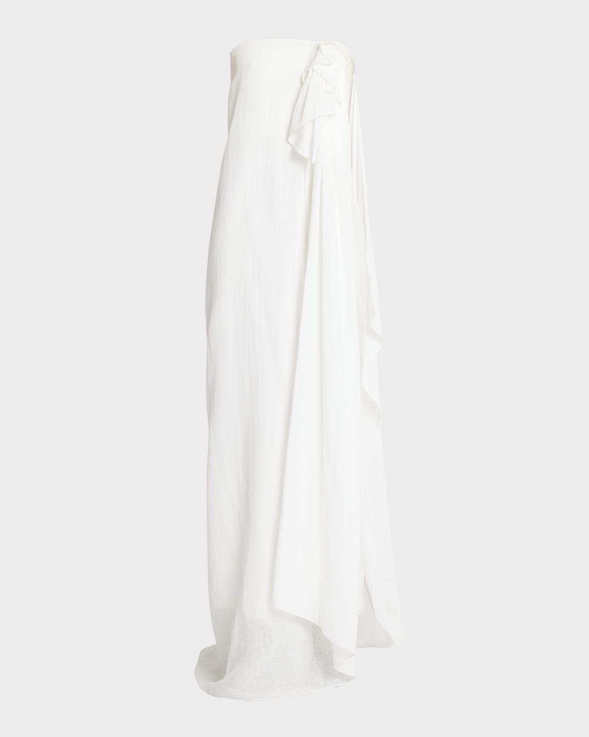 THE ROW Madleine Strapless Cascading-drape Gown In Ivory Product Image