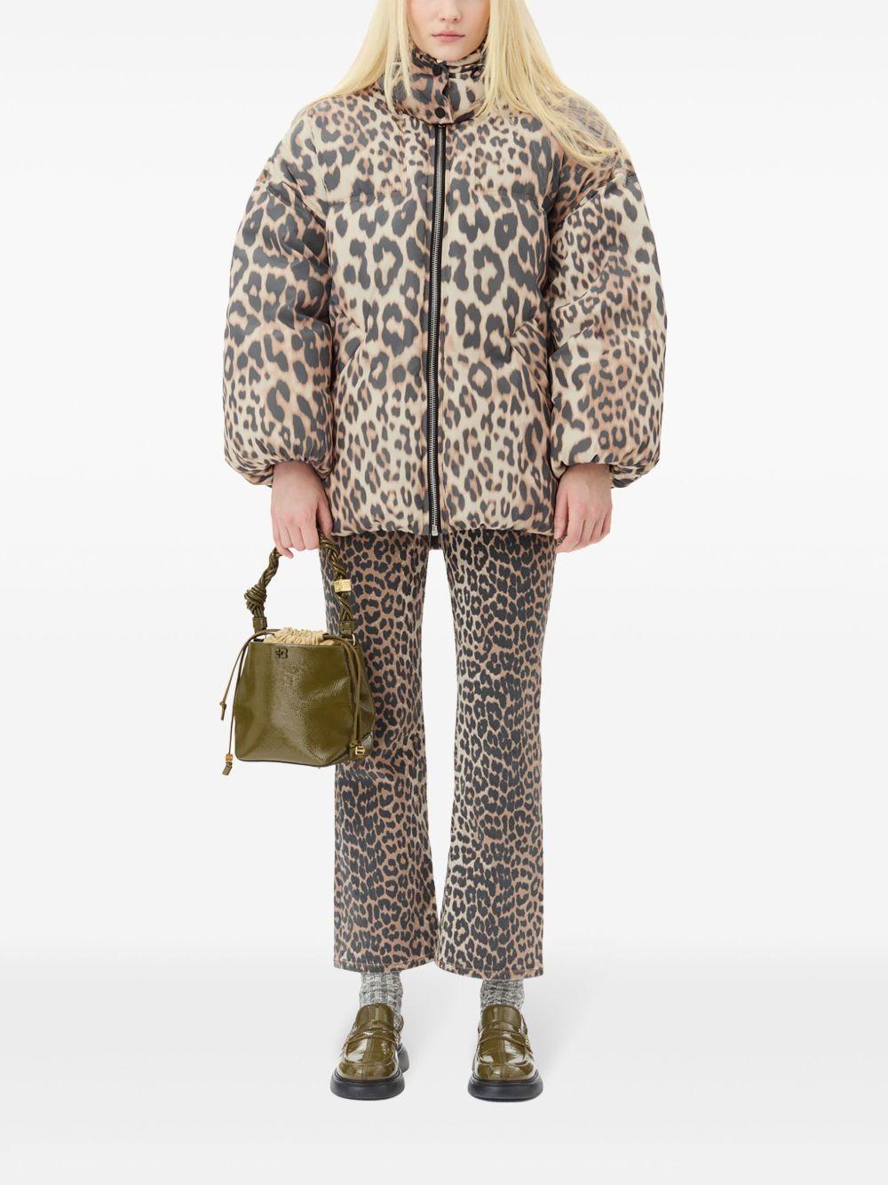 leopard print hooded puffer jacket Product Image