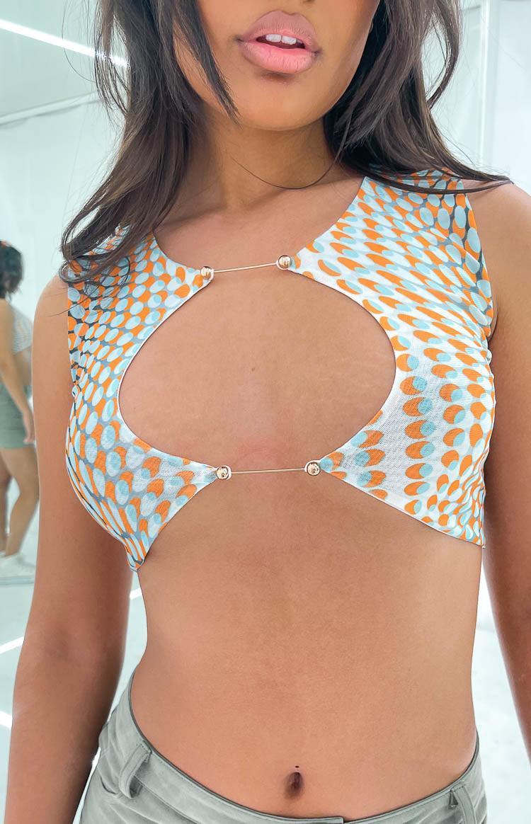 Soho Orange Mesh Crop Top Product Image