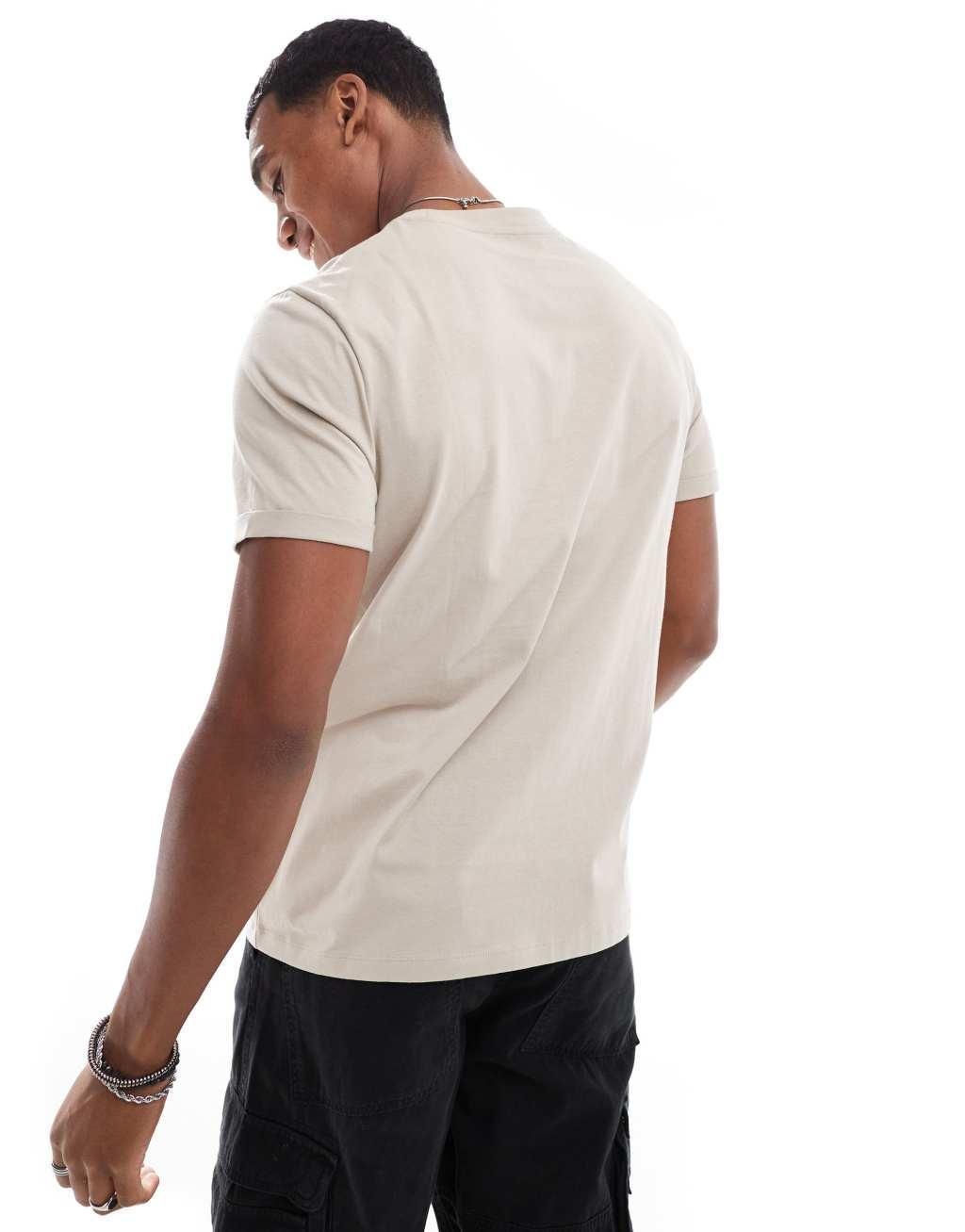 ASOS DESIGN essential crew neck t-shirt with cuffed sleeves in stone Product Image