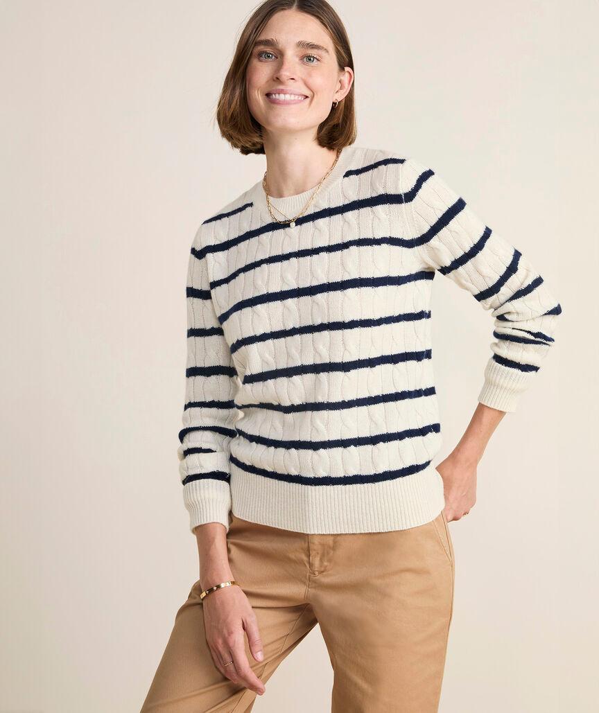 Cashmere Classic Cable Crewneck Sweater Product Image