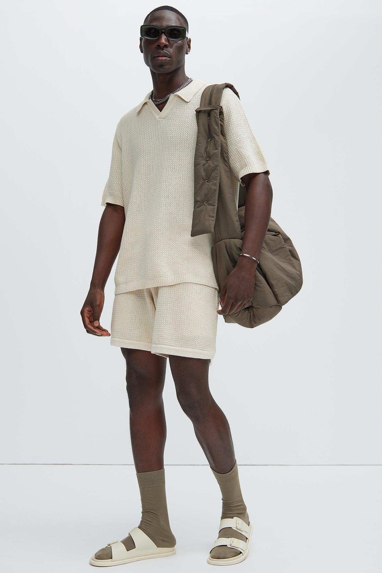 Clay Textured Shorts - Cream Product Image