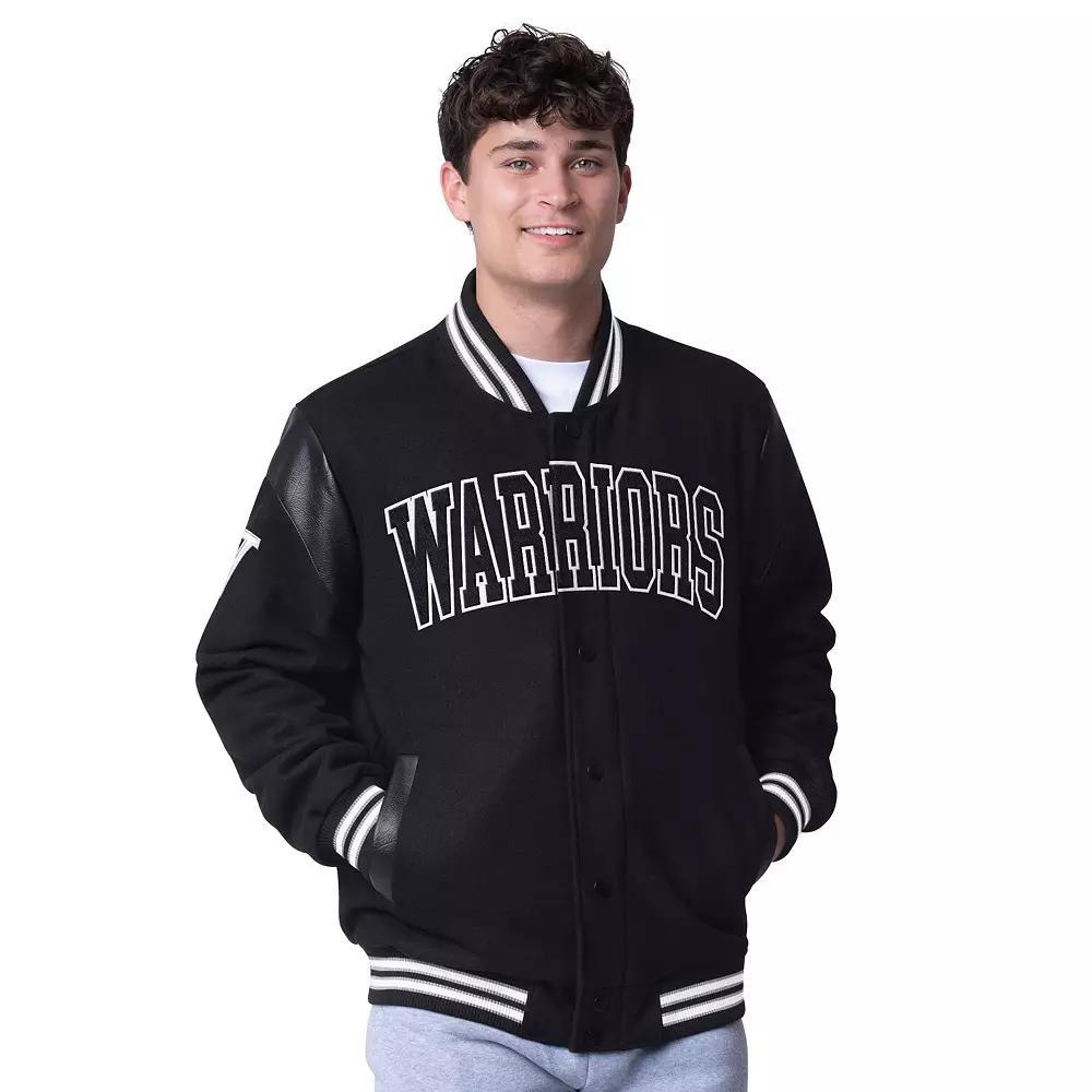 Men's G-III Sports by Carl Banks Black Golden State Warriors Clutch Hitter Full-Snap Varsity Jacket,  Product Image