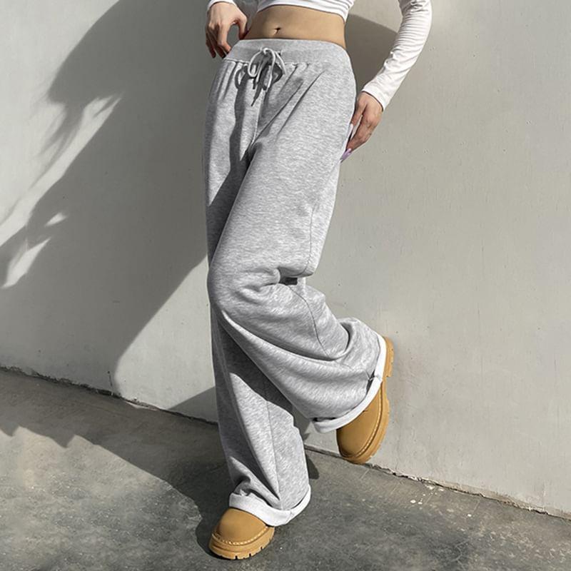 Drawstring Waist Melange Loose Fit Sweatpants Product Image