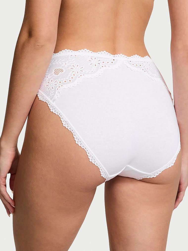 Heart Eyelet Cotton High-Leg Brief Panty Product Image