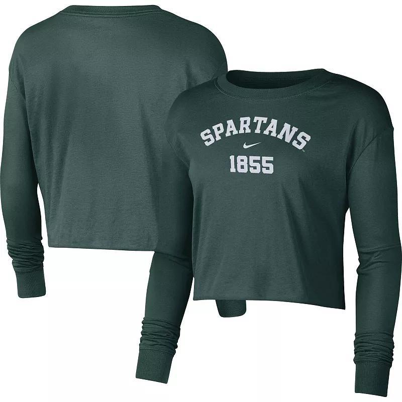 Womens Nike Michigan State Spartans Est. Cropped Long Sleeve T-Shirt Product Image