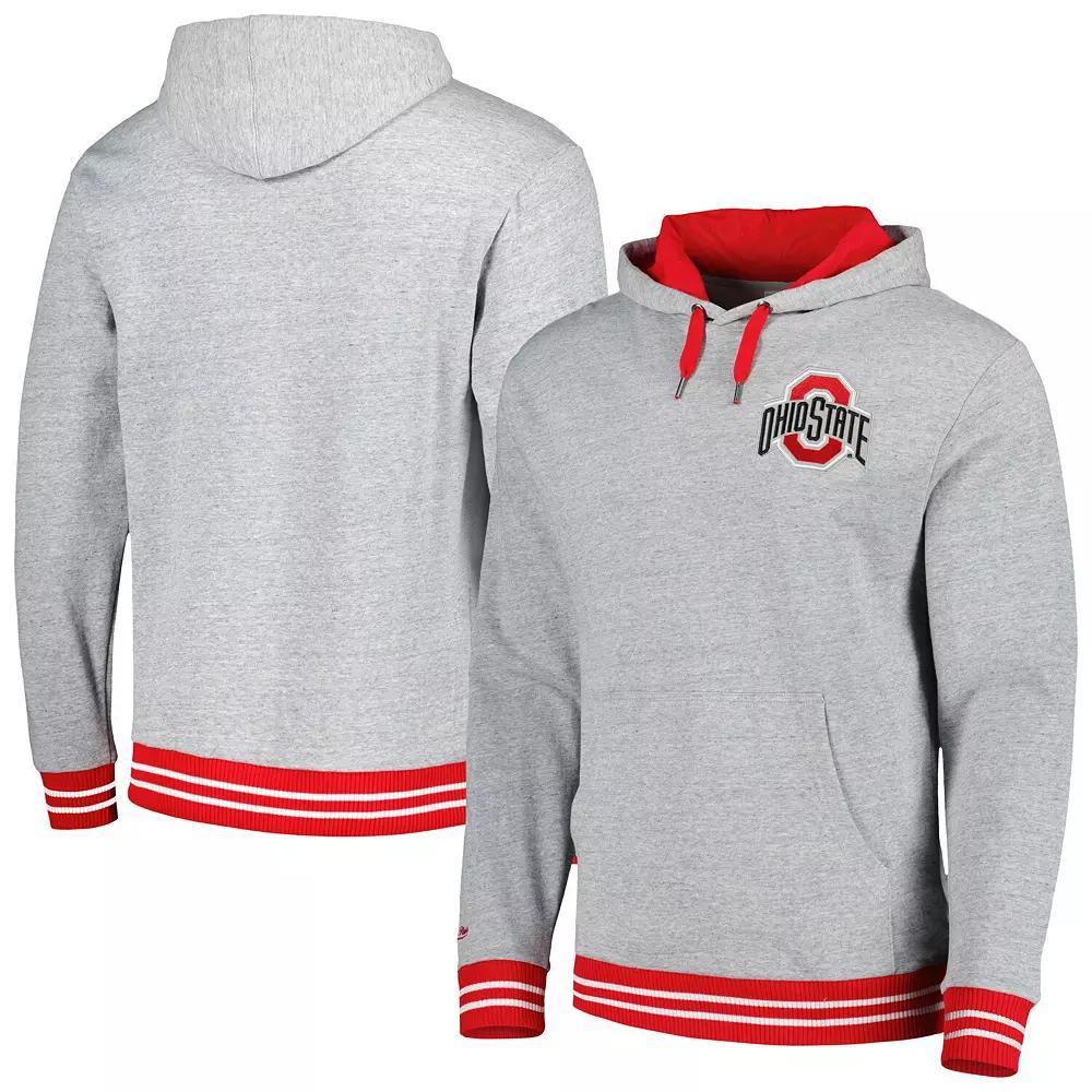 Men's Mitchell & Ness Heather Gray Ohio State Buckeyes Pullover Hoodie,  Product Image