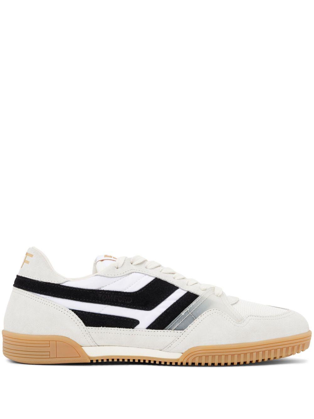 TOM FORD Jackson Rubber And Canvas-trimmed Suede Sneakers In White Product Image