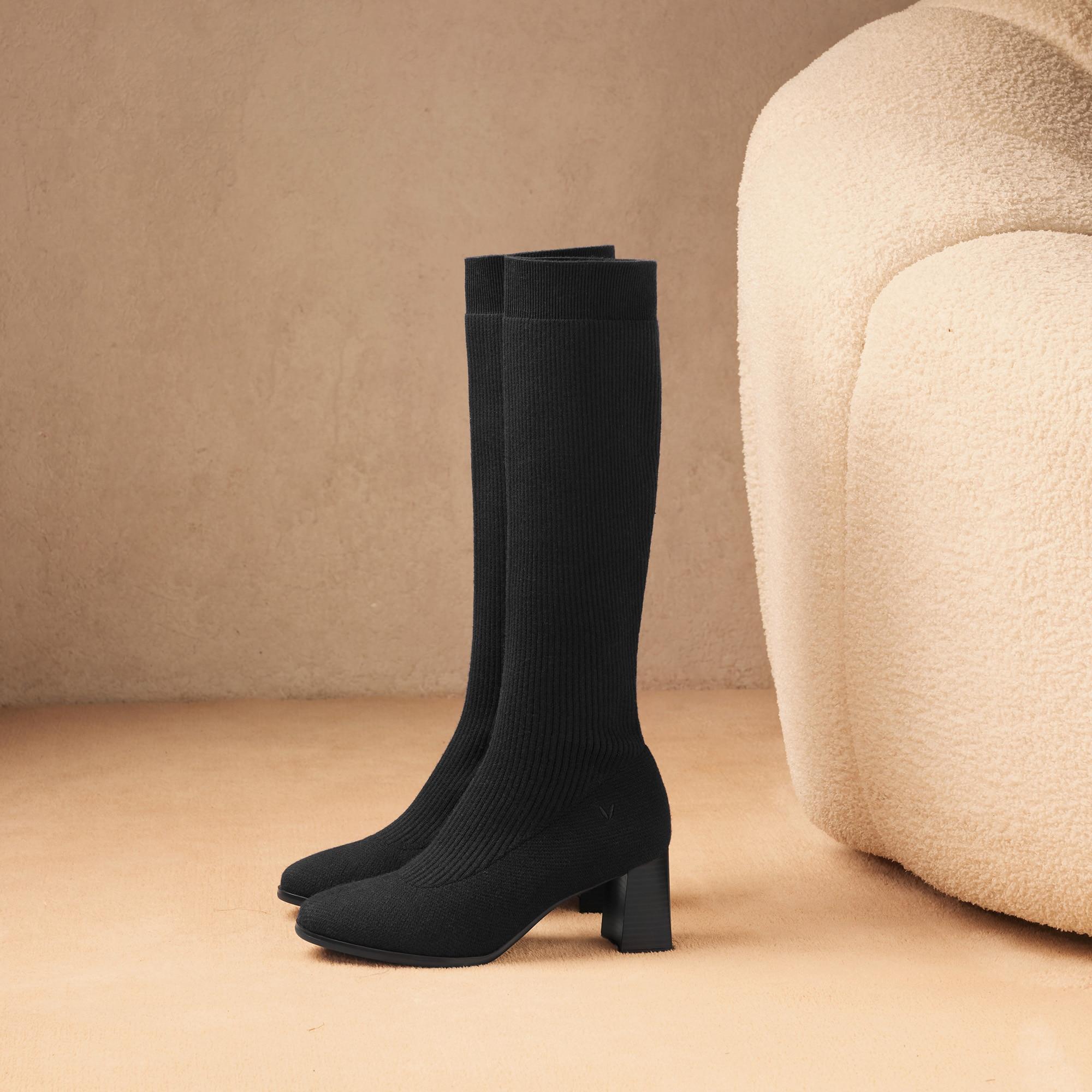 Round-Toe Water-Repellent Wool Knee High Boots (Tessa） Product Image