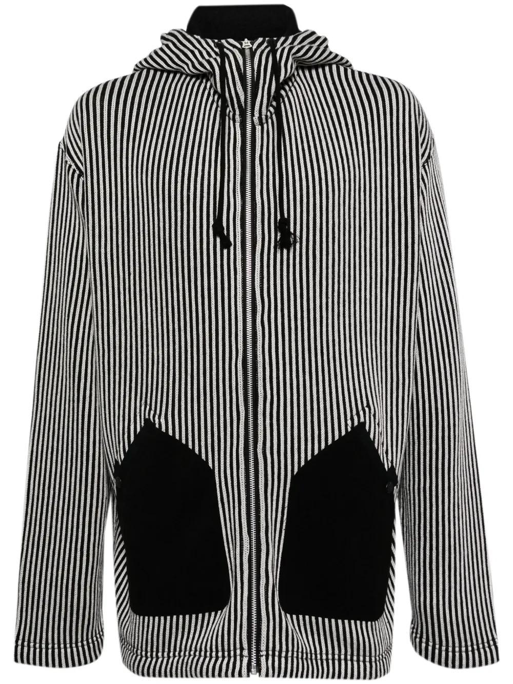 JUNYA WATANABE Striped Knitted Hoodie In Black Product Image