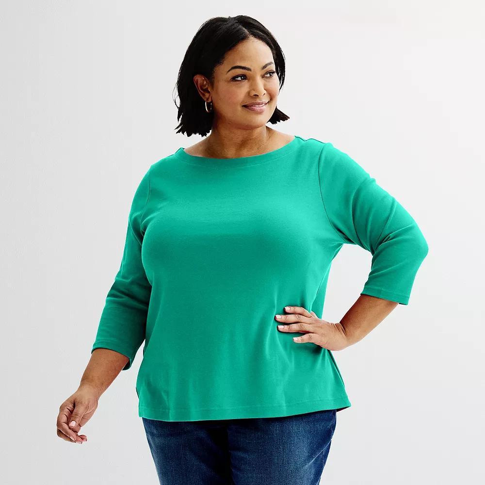 Plus Size Croft & Barrow® Boatneck Top, Women's, Size: 2XL, Greenway Product Image