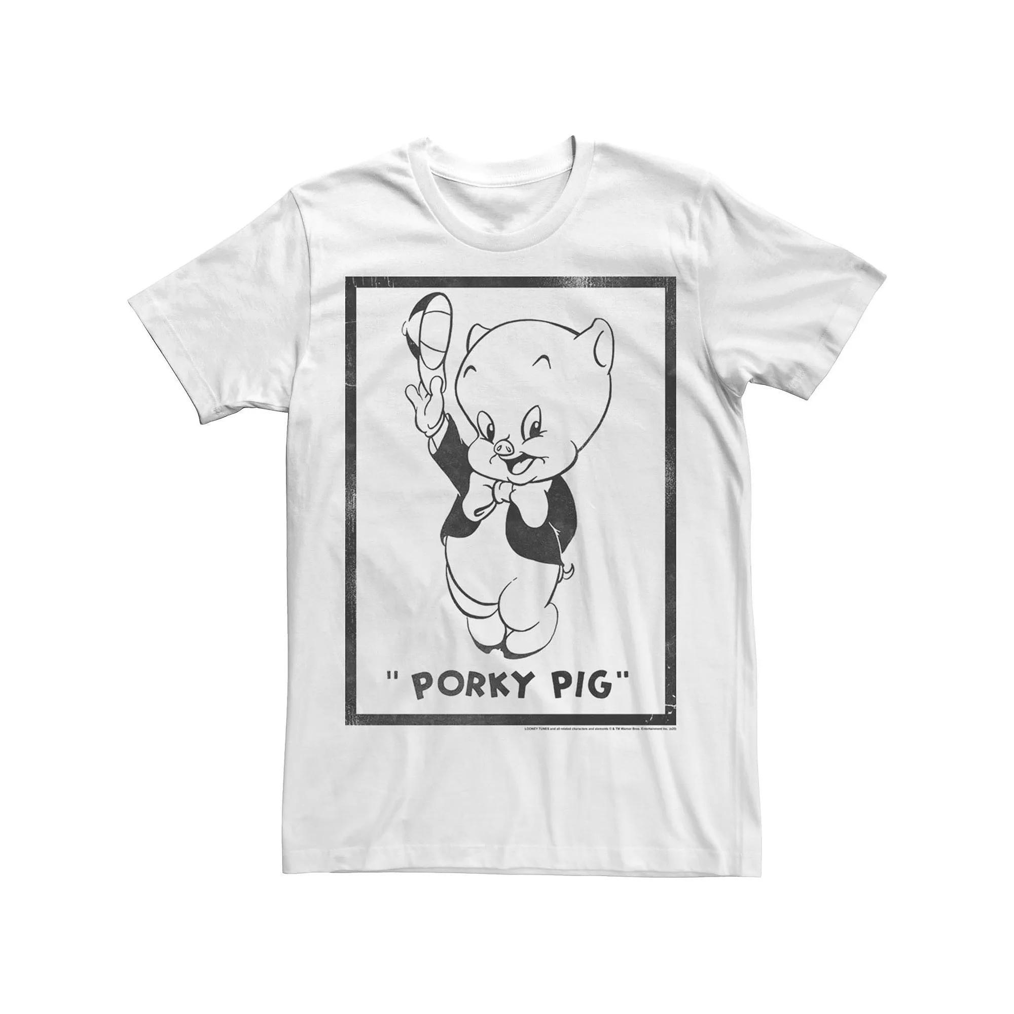 Men's Looney Tunes Porky Pig Classic Poster Tee, Size: XL, White Product Image