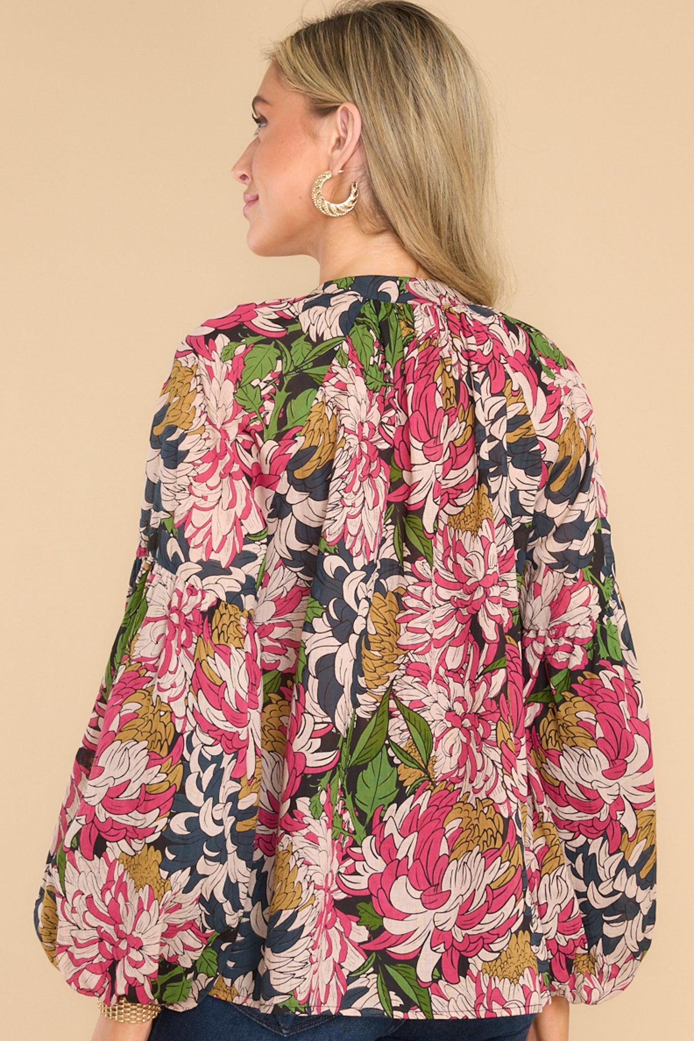 Emory Peony Cotton Button Front Top Navy Product Image