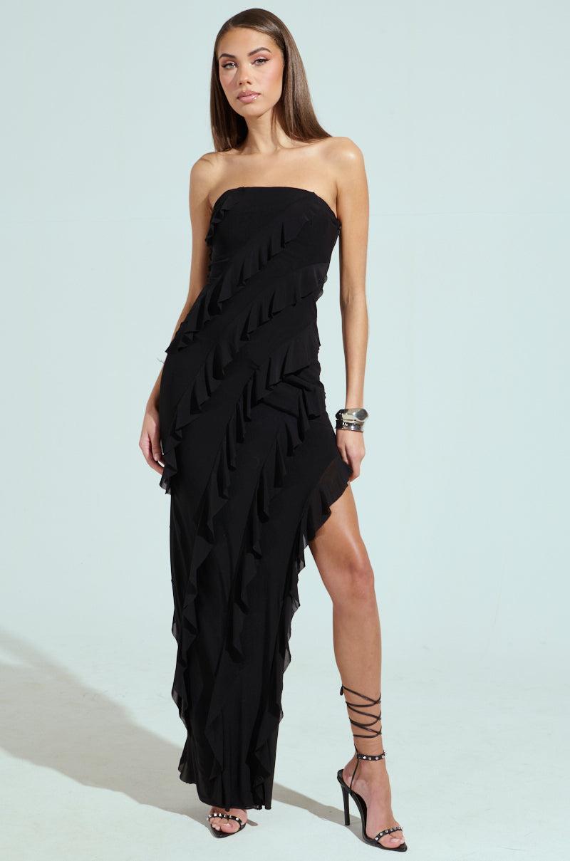 ELLA MESH BLACK TUBE DRESS Product Image