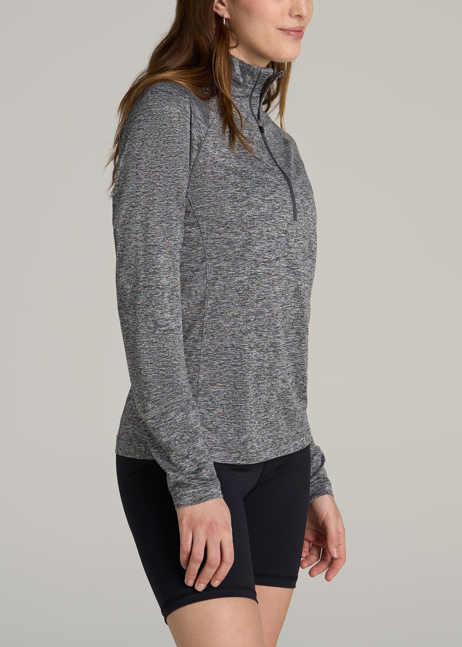 Long Sleeve Active Half Zip Pullover Tall Women's Jacket in Grey Space Dye Product Image