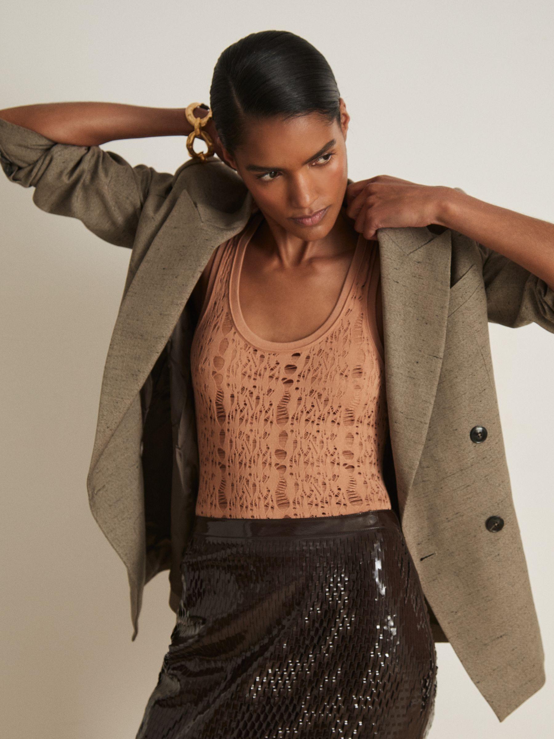 Atelier Double-Breasted Suit Jacket With Linen in Grey Product Image