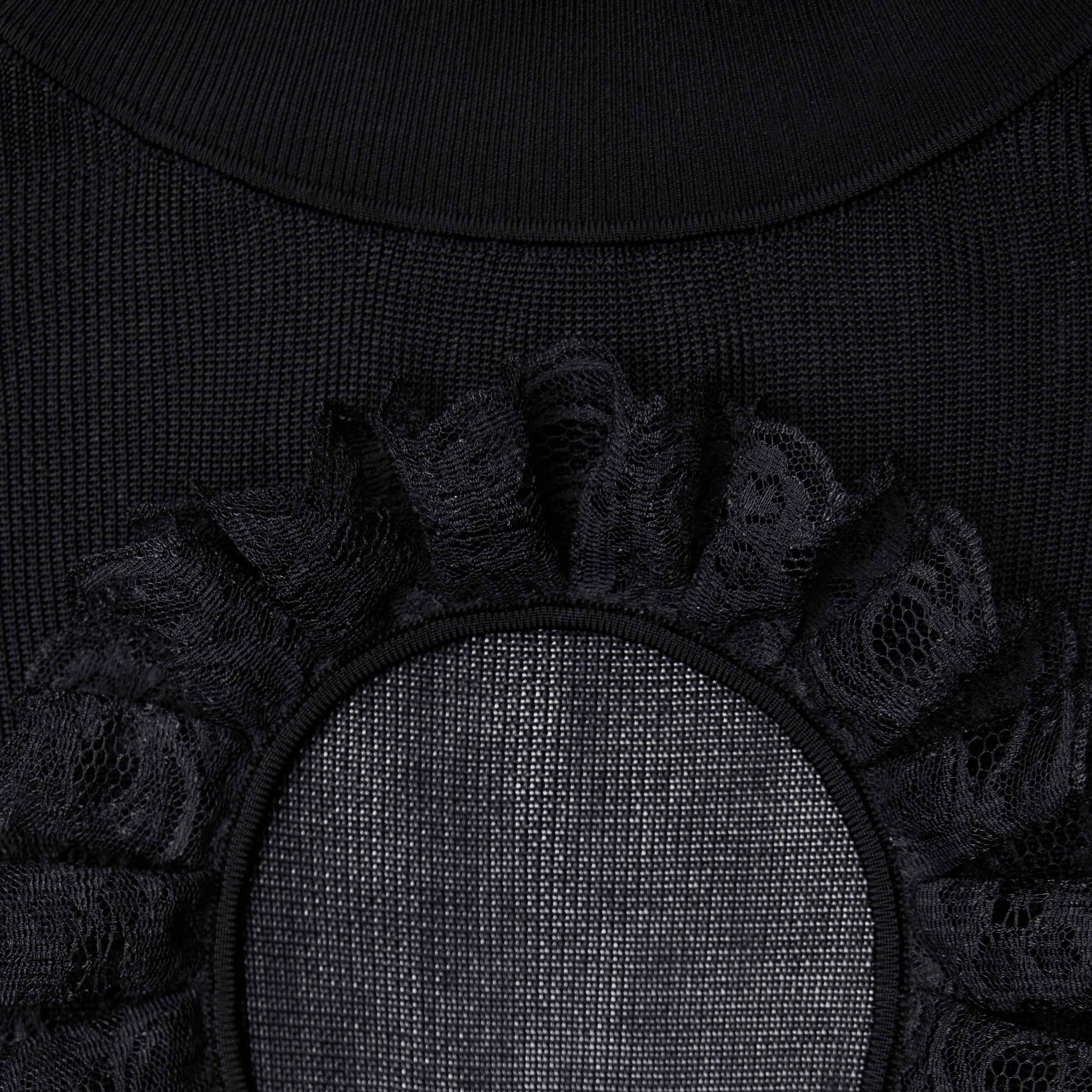 Black Ruffle Knit Midi Skirt Product Image