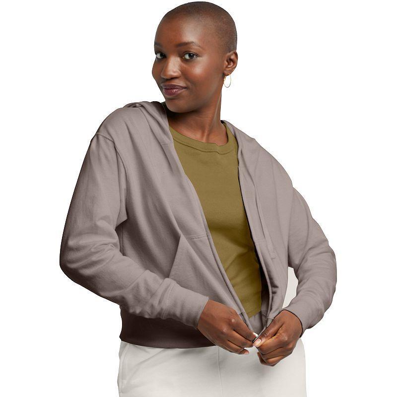 Women's Hanes® Originals Full-Zip French Terry Hoodie, Size: Large, Concrete Pe Grey Product Image