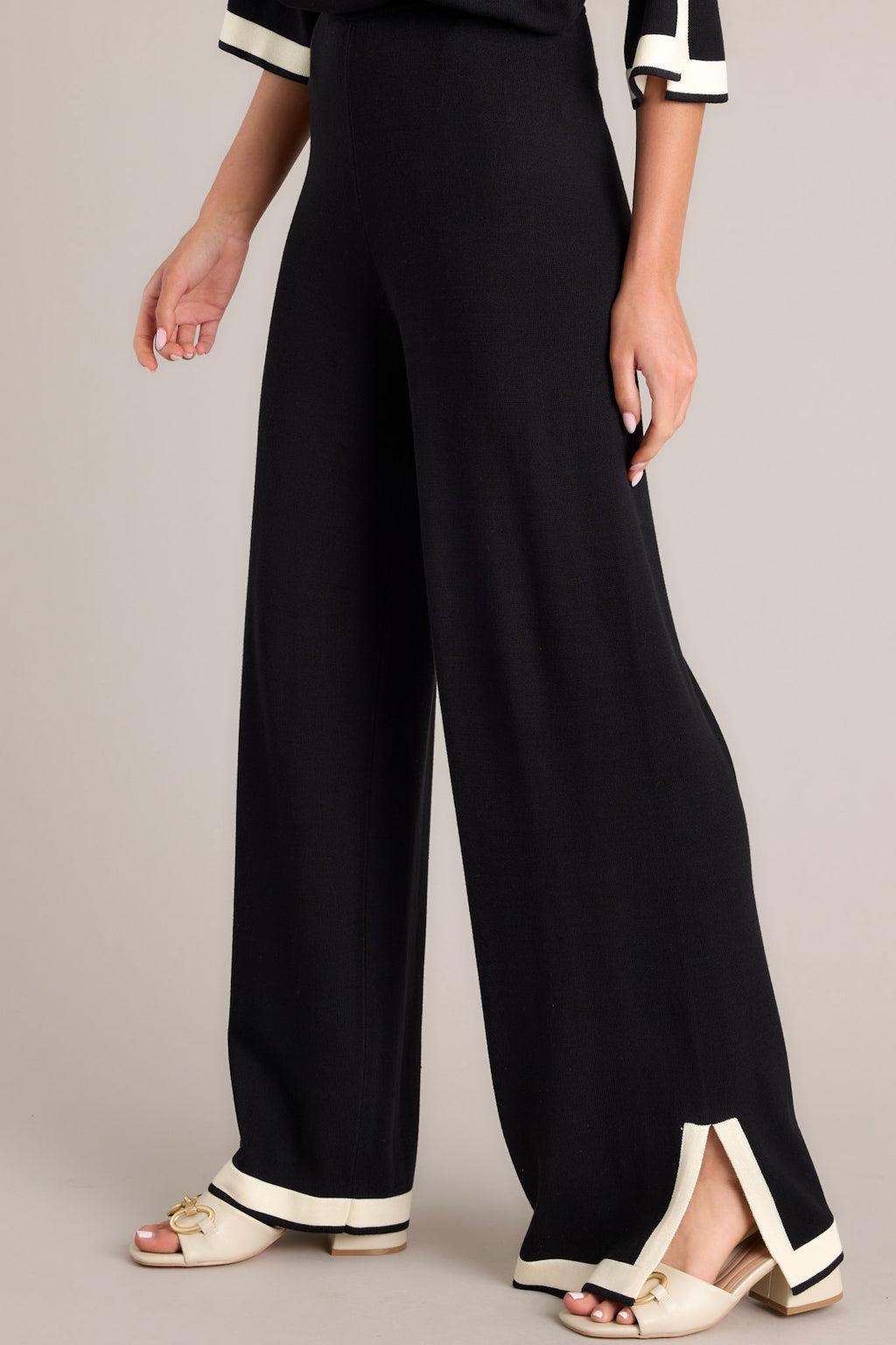 Bold Symphony Split Hem Black Sweater Pants Product Image