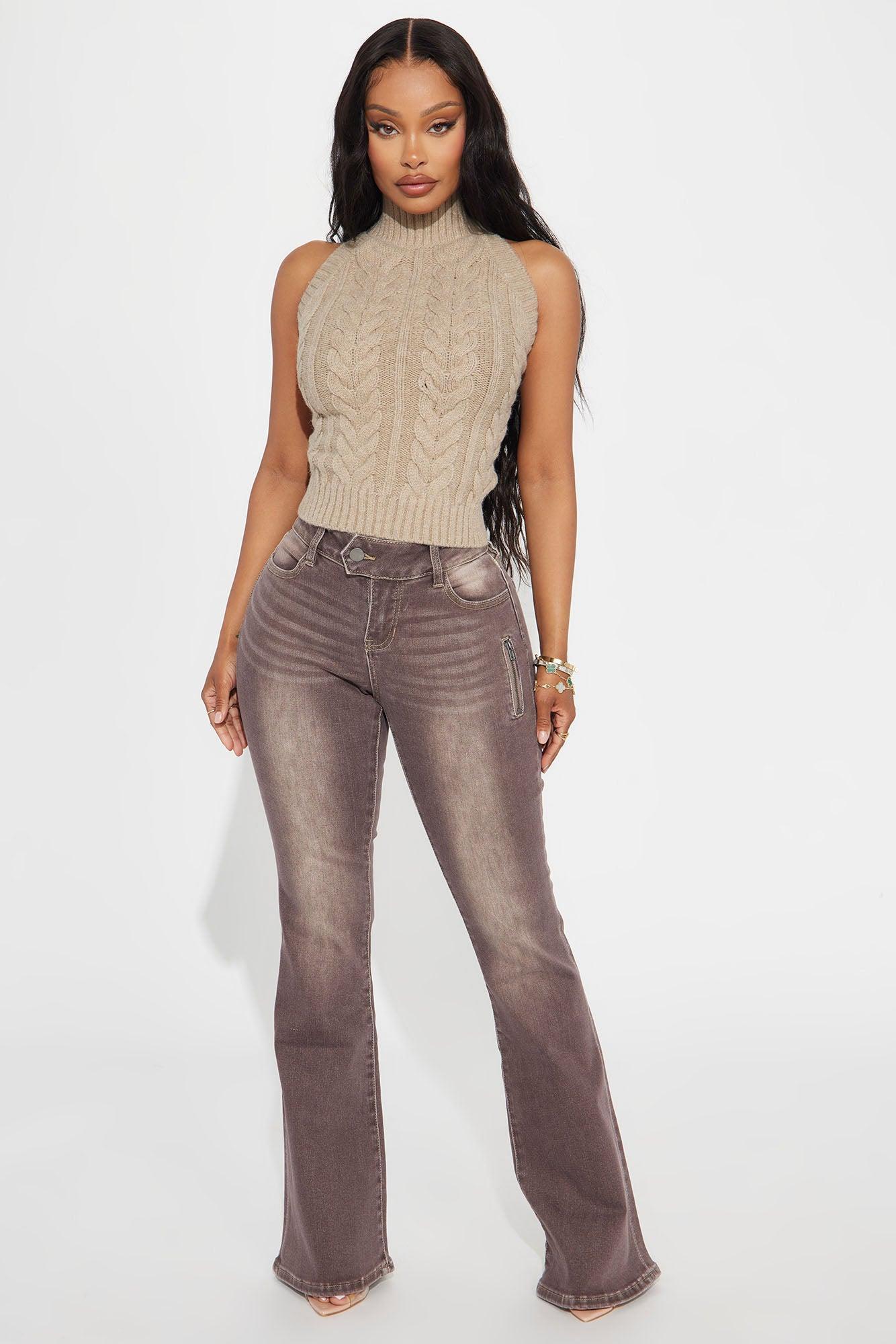 Never Gets Cold Backless Sweater Top - Taupe Product Image