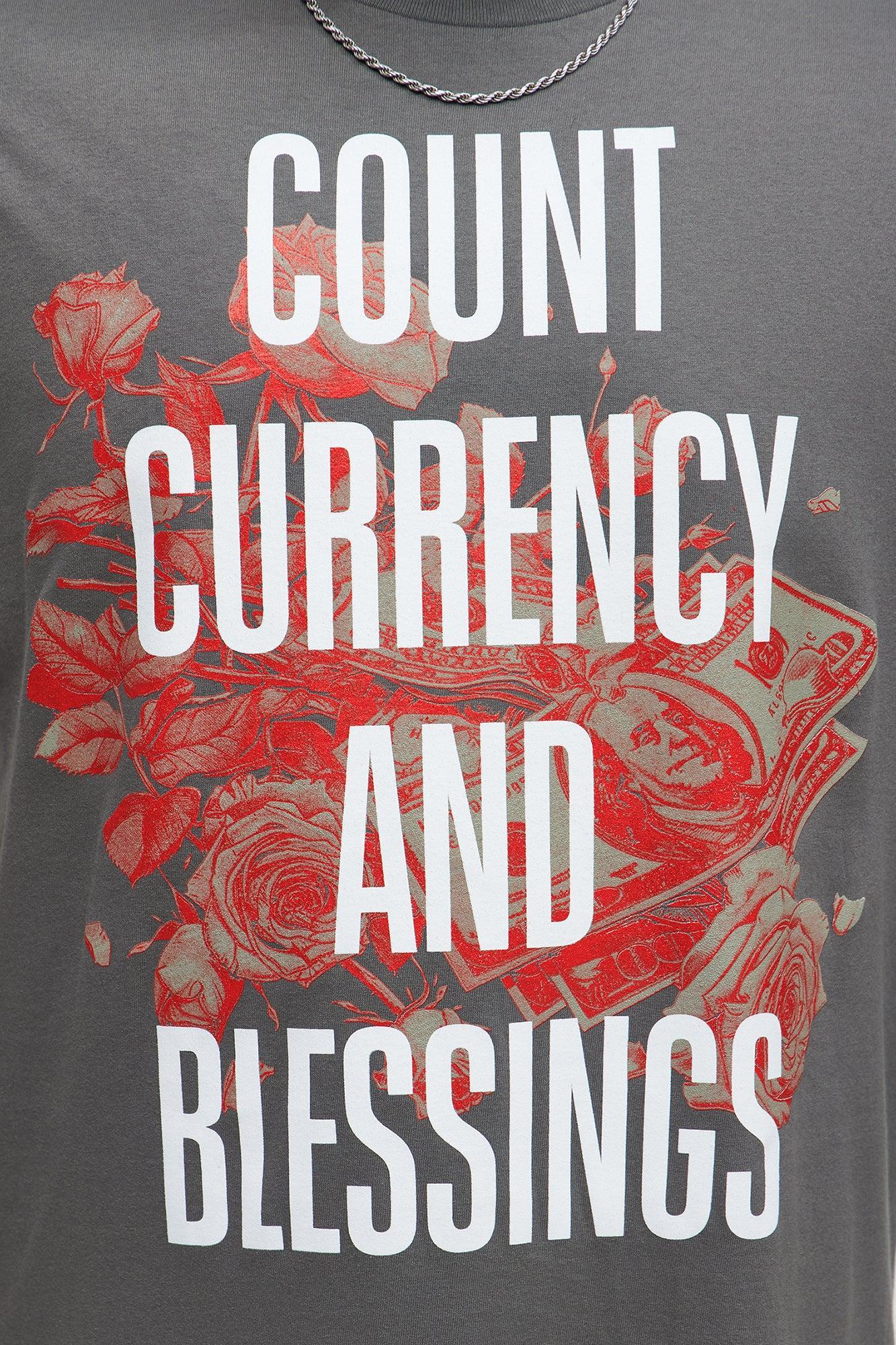 Count Currency And Blessings Short Sleeve Tee - Charcoal Male Product Image